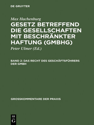 cover image of Das Recht des Geschäftsführers der GmbH